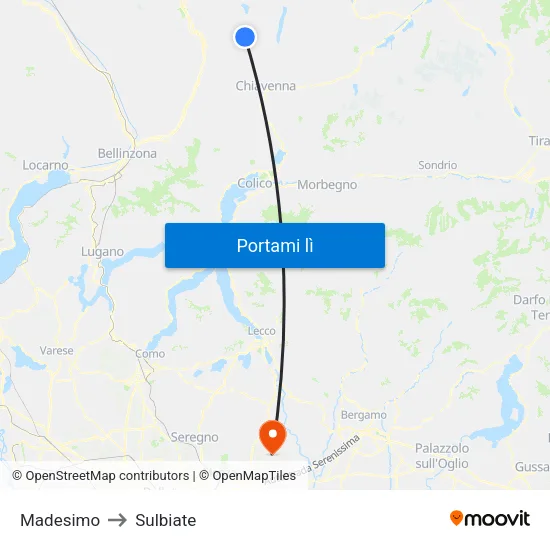 Madesimo to Sulbiate map