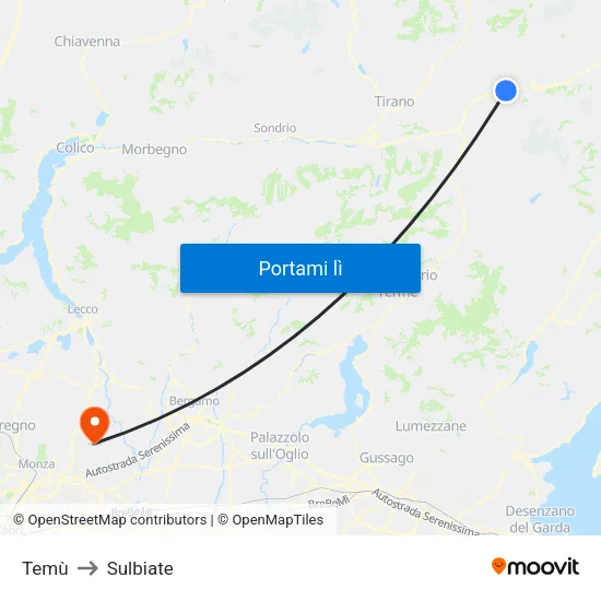 Temù to Sulbiate map