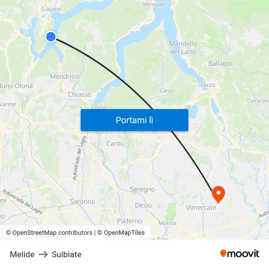 Melide to Sulbiate map