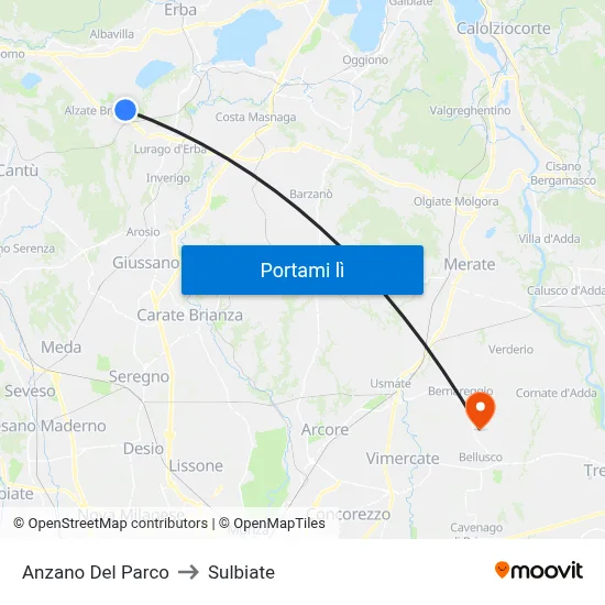 Anzano Del Parco to Sulbiate map