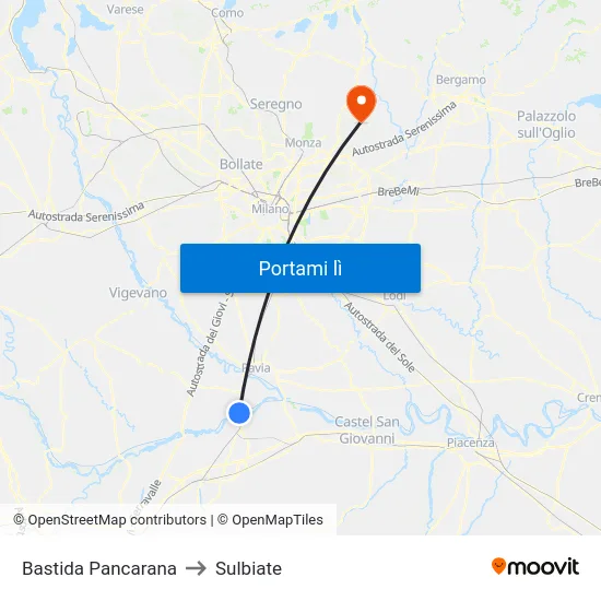 Bastida Pancarana to Sulbiate map