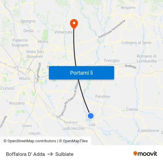Boffalora D' Adda to Sulbiate map