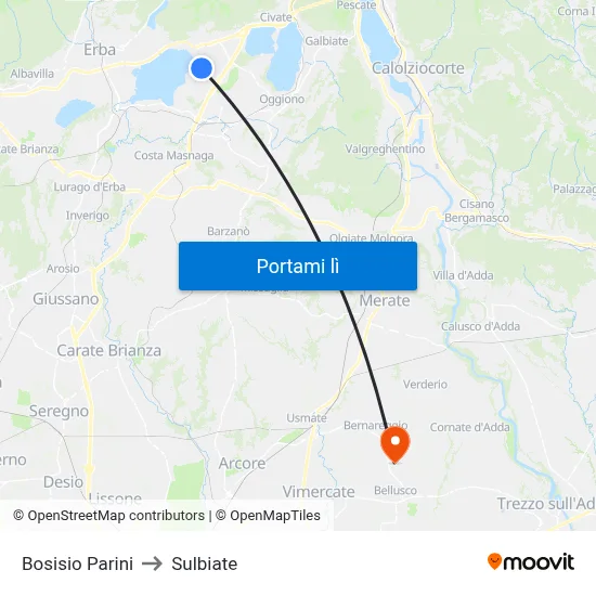 Bosisio Parini to Sulbiate map