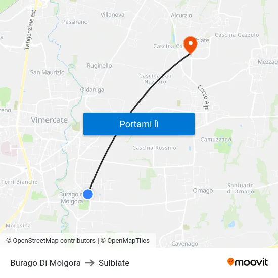 Burago Di Molgora to Sulbiate map