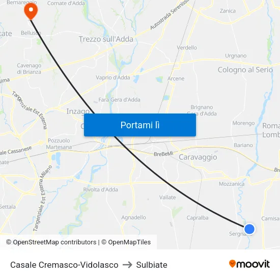 Casale Cremasco-Vidolasco to Sulbiate map