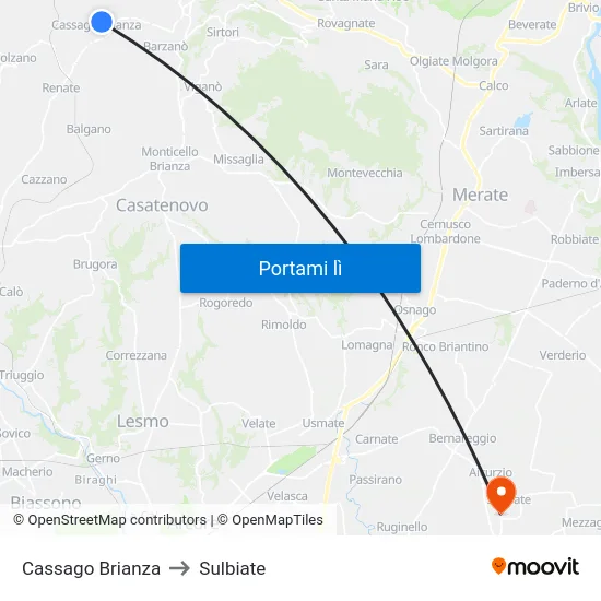 Cassago Brianza to Sulbiate map