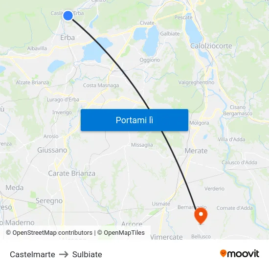 Castelmarte to Sulbiate map