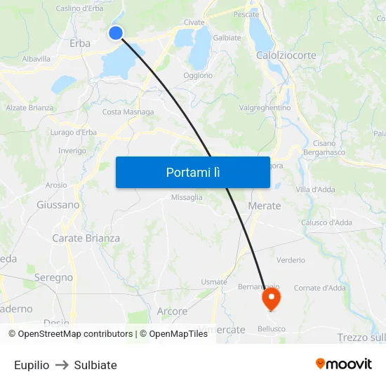 Eupilio to Sulbiate map
