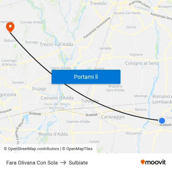 Fara Olivana Con Sola to Sulbiate map