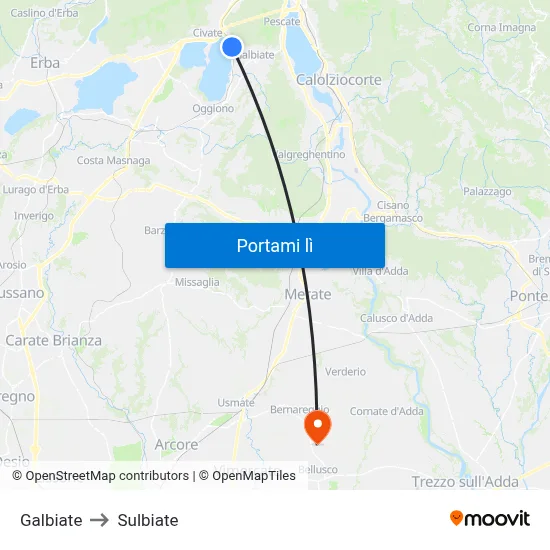Galbiate to Sulbiate map