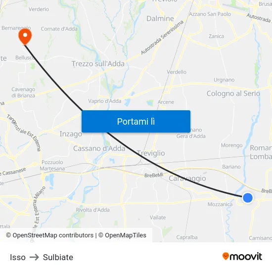 Isso to Sulbiate map