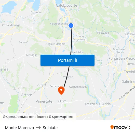 Monte Marenzo to Sulbiate map