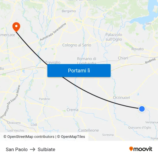 San Paolo to Sulbiate map