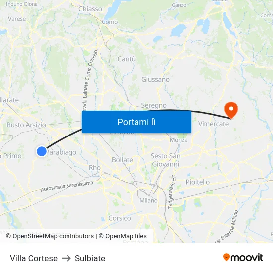 Villa Cortese to Sulbiate map
