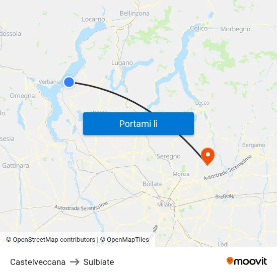 Castelveccana to Sulbiate map