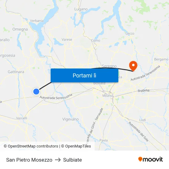 San Pietro Mosezzo to Sulbiate map