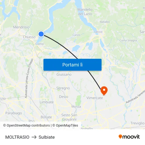 MOLTRASIO to Sulbiate map