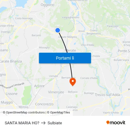 SANTA MARIA HO? to Sulbiate map