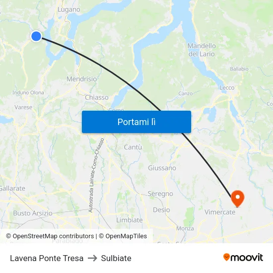 Lavena Ponte Tresa to Sulbiate map