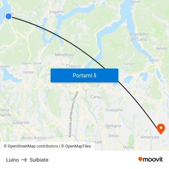 Luino to Sulbiate map