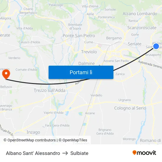 Albano Sant' Alessandro to Sulbiate map