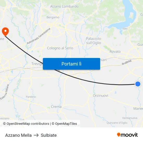 Azzano Mella to Sulbiate map