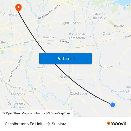 Casalbuttano Ed Uniti to Sulbiate map