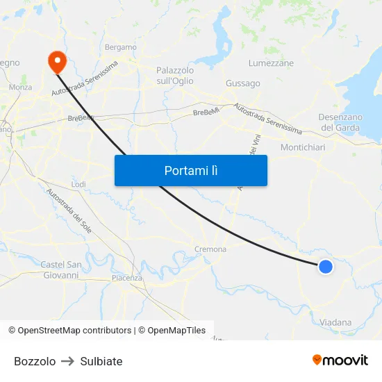 Bozzolo to Sulbiate map