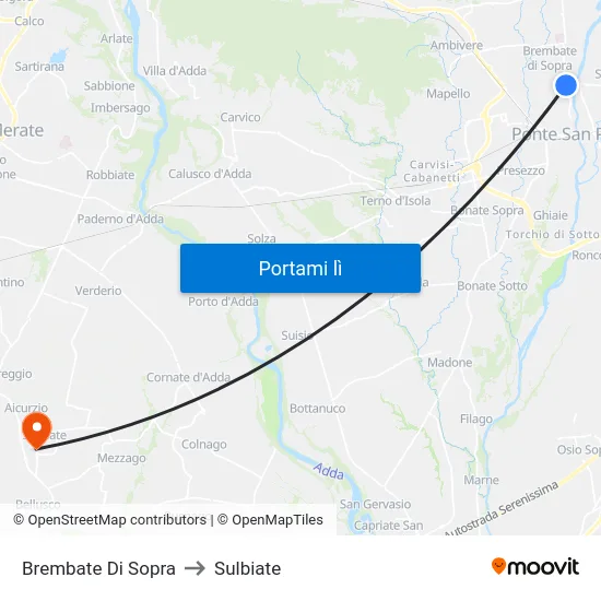 Brembate Di Sopra to Sulbiate map