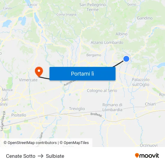 Cenate Sotto to Sulbiate map