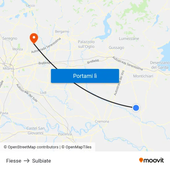 Fiesse to Sulbiate map