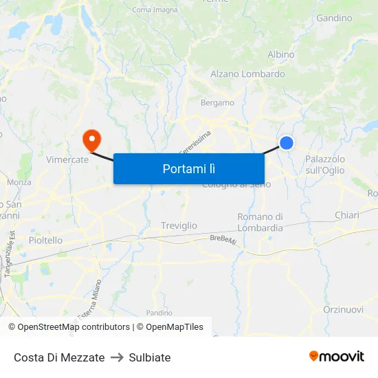 Costa Di Mezzate to Sulbiate map