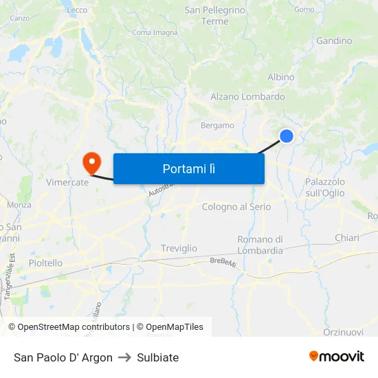 San Paolo D' Argon to Sulbiate map