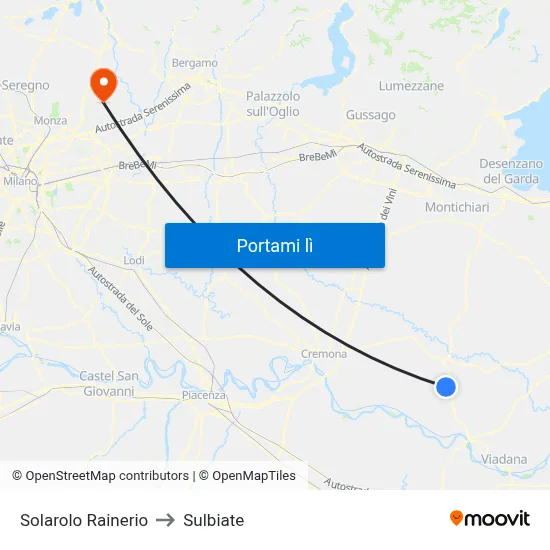 Solarolo Rainerio to Sulbiate map