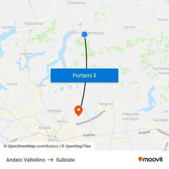 Andalo Valtellino to Sulbiate map