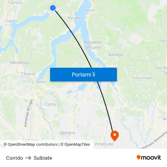 Corrido to Sulbiate map