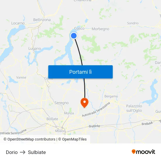 Dorio to Sulbiate map