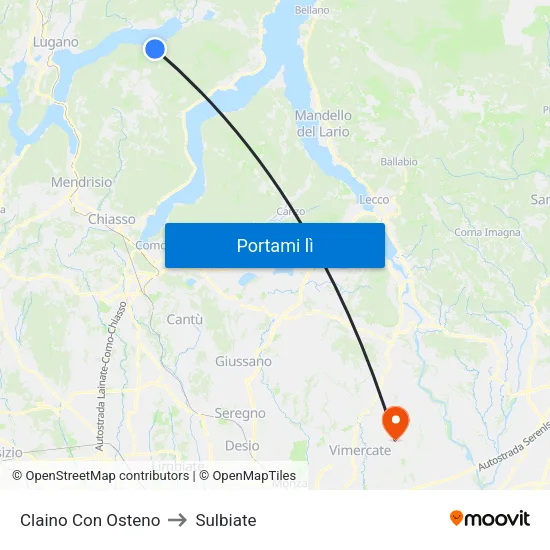 Claino Con Osteno to Sulbiate map
