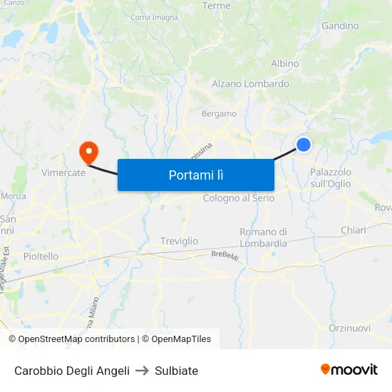 Carobbio Degli Angeli to Sulbiate map