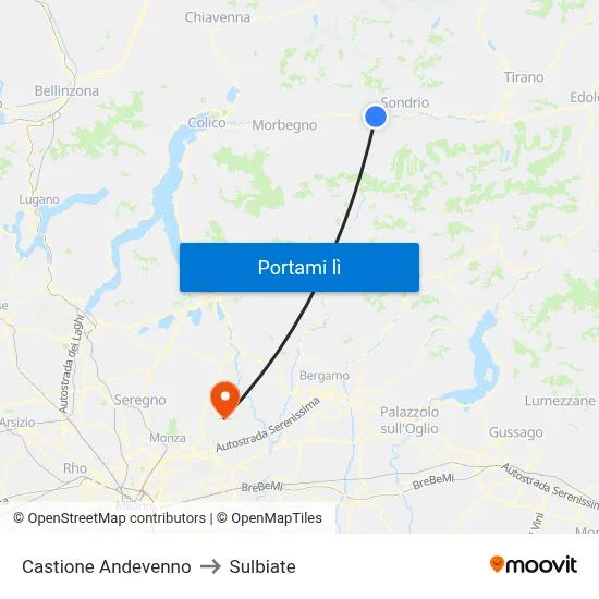 Castione Andevenno to Sulbiate map