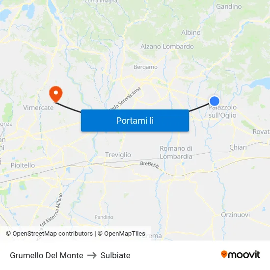 Grumello Del Monte to Sulbiate map