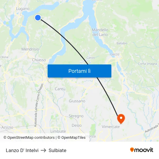 Lanzo D' Intelvi to Sulbiate map