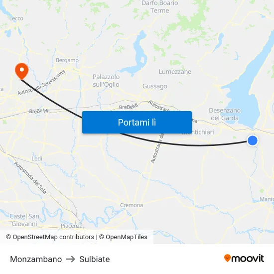 Monzambano to Sulbiate map