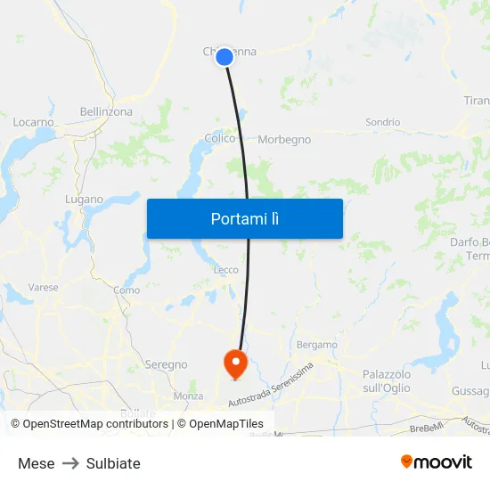 Mese to Sulbiate map