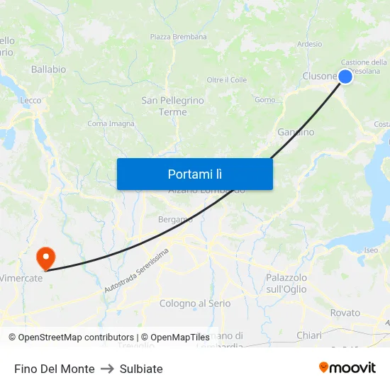 Fino Del Monte to Sulbiate map