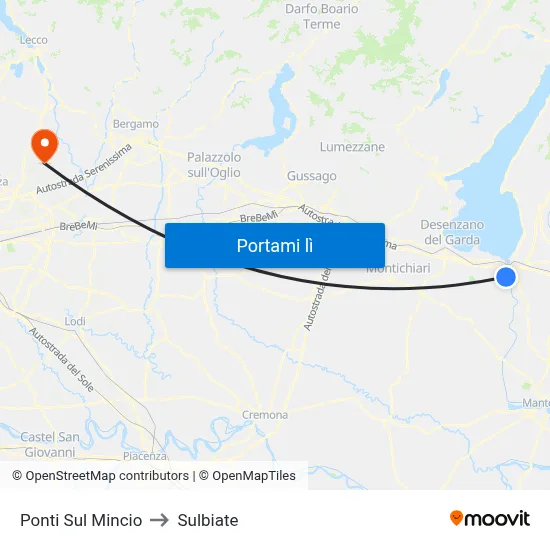 Ponti Sul Mincio to Sulbiate map