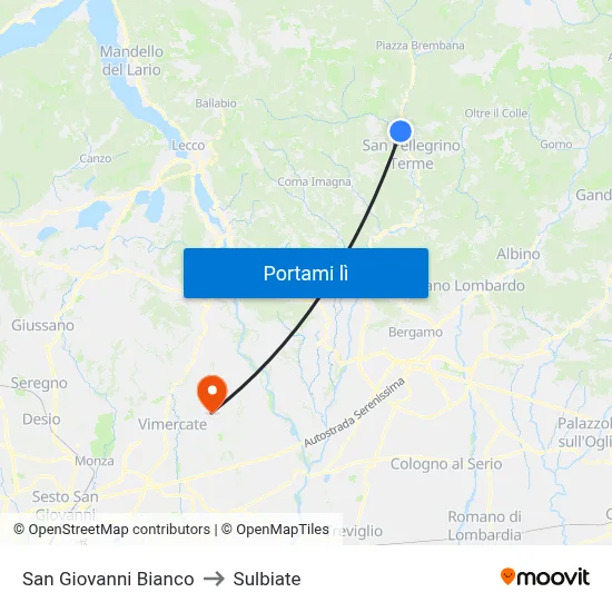 San Giovanni Bianco to Sulbiate map