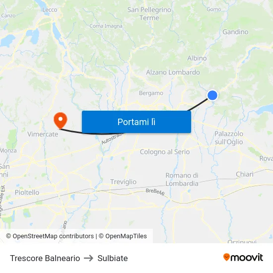 Trescore Balneario to Sulbiate map