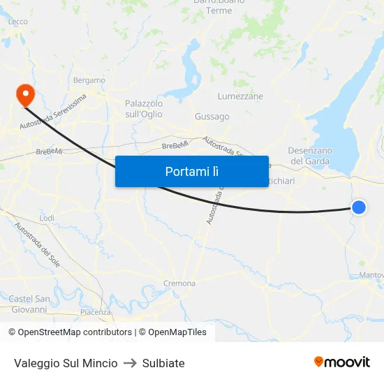 Valeggio Sul Mincio to Sulbiate map
