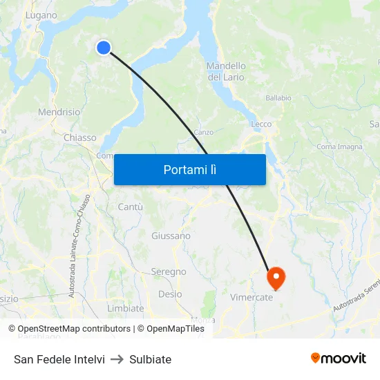San Fedele Intelvi to Sulbiate map